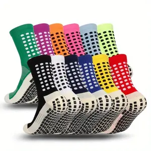 6/10 Pairs Anti-slip Soccer Socks Football Socks Men's Yoga Cycling Grip Socks Professional Training Soccer Socks Thickened Silicone Non-Slip Towel Bottom Sports Socks