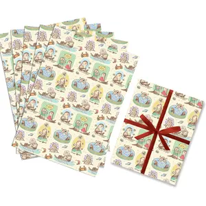 5 Sheets Otter Gift Wrapping Paper 20" x 30" Kraft Paper Gift Wrap Present Birthday Design for Party, Holiday, Baby Shower