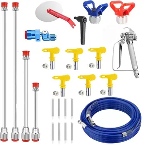 22 Pcs Airless Sprayer Kit| 3600 PSI High Pressure Spray Gun| 50ft Hose| 6 Reversible Tips| 4 Extension Rods| 8| Complete Painting Tool Set for Indoor Fence Cabinet