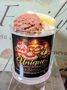 Unique Candle Designs By Kaneca - Banana Split Candle.13 oz. Large Soy Dessert Candle