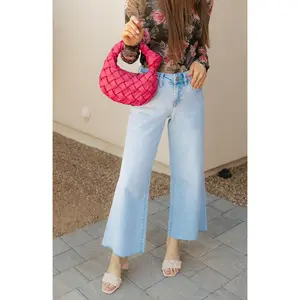 VERVET Sun-Kissed Crop High Rise Wide Leg Jeans