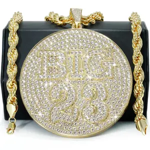 Huge Extra Large " BIG 23 " Fully Iced | 14k Gold Plated Necklace