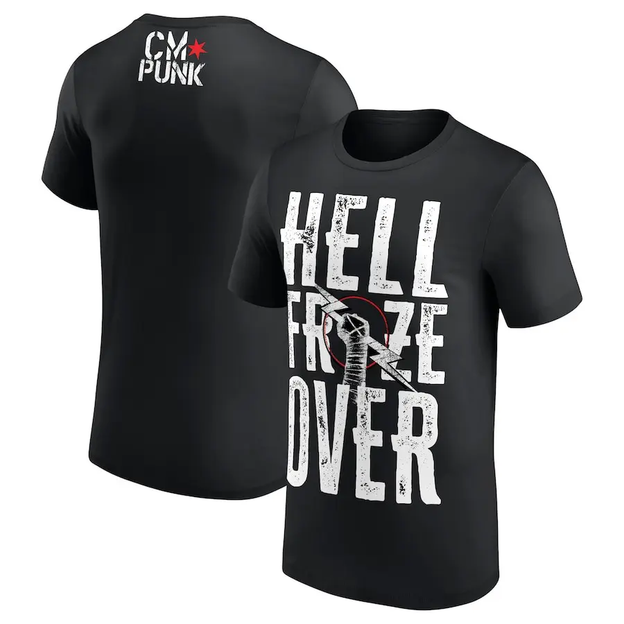 T-Shirt WWE CM Punk Hell Froze Over - Nero - Uomo Professional Wrestler Tee For Man and Woman Unisex T-Shirt, Hoodie