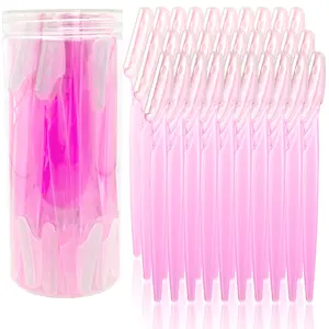 Pink Eyebrow Razor and Face Razor for Women and Men, Eyebrow Hair Trimmer and Shaver with Protective Cover, Stainless Steel, Safe and Newbie Friendly