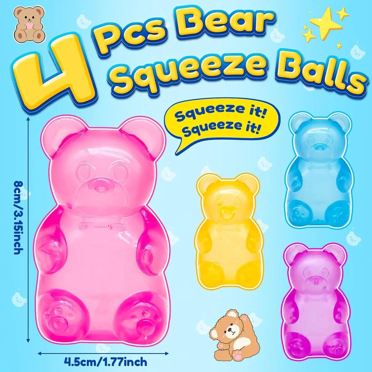 Gummy Bear Squishy Toy, Maltose Filled Slow Rebound Stress Relief Ball, Soft Squeeze Fidget for Anxiety, Sensory Decompression Toy for Kids & Adults