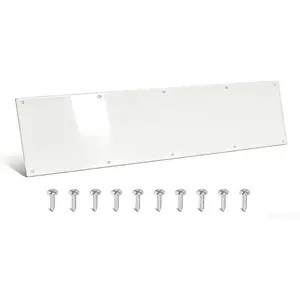6x28 Inch Gloss White Aluminum Door Kick Plate - Rounded Corners Metal Kickplate for Bottom of 30" Interior and Exterior Doors