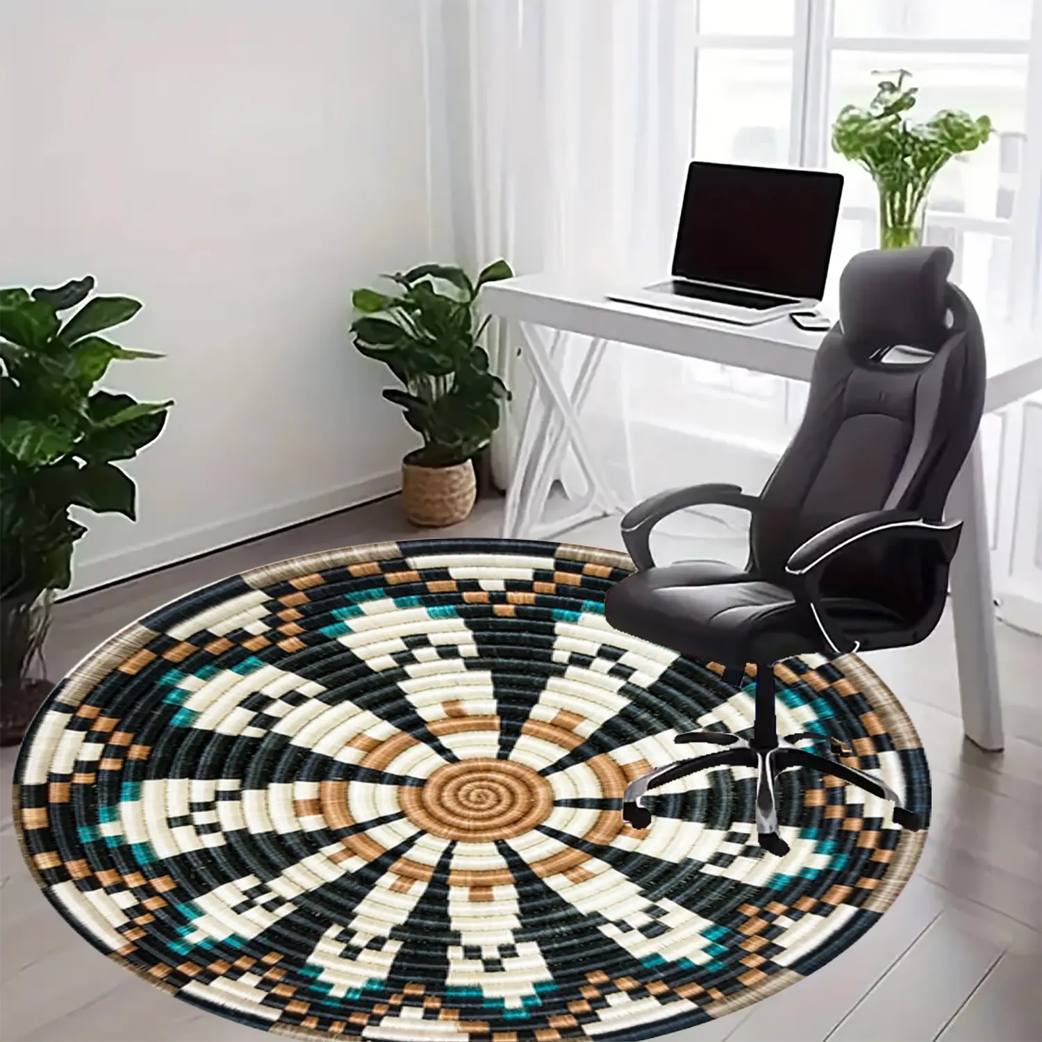 1piece of fashionable woven rope printed 2D plan circular pattern floor mat, suitable for bedroom bedside decoration, living room home decoration, balcony decoration, hotel decoration, entrance, kitchen, bathroom and other places, available in all seasons 1piece of fashionable woven rope printed 2D plan circular pattern floor mat, suitable for bedroom bedside decoration, living room home decoration, balcony decoration, hotel decoration, entrance, kitchen, bathroom and other places, available in all seasons