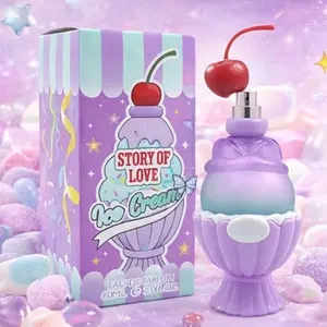 Story of Love Ice Cream Eau de Parfum for Women – Sweet Vanilla Berry Gourmand Fragrance, Cute Ice Cream Sundae Bottle with Cherry Cap, Long Sundae Violet Vibe Eau De Toilette Perfume Spray For Women, 1.7 Fl. Oz.Lasting Perfume Spray, 60ml Eau De Pafum