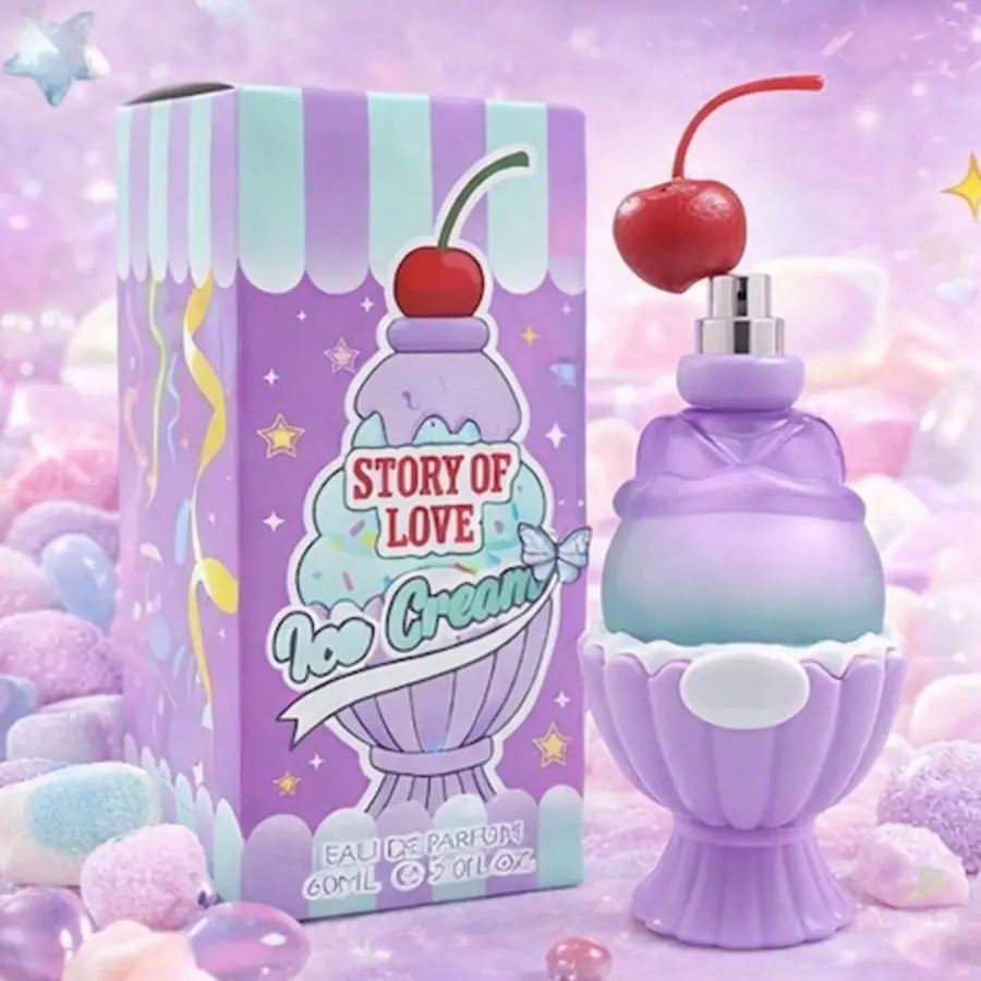 1count 60ML Ice Cream Eau de Perfume for Women, Long-Lasting Floral Scent, Floral Woody Fragrance, Summer Fragrance, Suitable for Any Occasion, Portable, Gift Idea