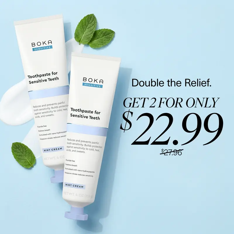 Boka Sensitive Nano Hydroxyapatite Toothpaste, 5% Potassium Nitrate – Mint Coconut Cream, Fluoride-Free for Sensitive Teeth, 4oz