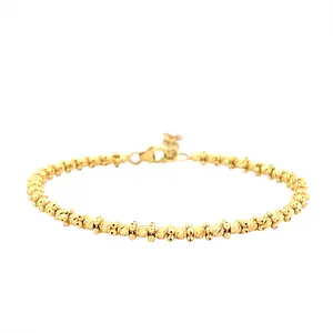 14K Gold Adjustable Fashion Diamond Cut Bead Bangle