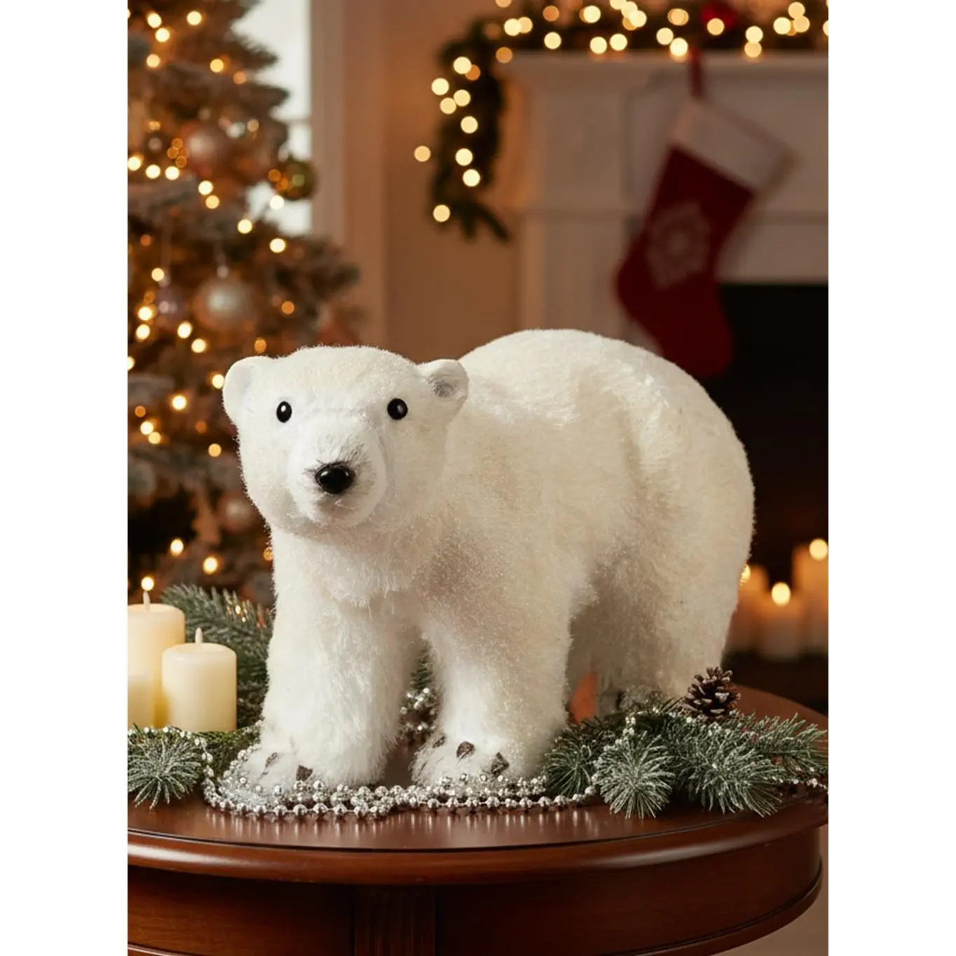 Walking Polar Bear Figurine, 8" Tall, 5" Wide & 13" Long