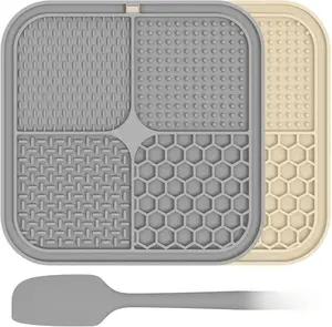 2 Pack Lick Mat for Dogs,Cats,Upgraded 8.5×8.5 inches Licking Mats with Suction Cups,Slow Feeder Licking Pad for Anxiety Relief and Boredom Reducer,Suitable for Dog Training Set 2