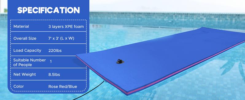 WARMOUNTS Lily Pad Floating Mat, 7/8/9/13/15.5 FT Floating Mat, 3-Layer Tear-Resistant XPE Foam Floating Water Mat with 16.4' Elastic Bungee Tethers for Lake, Pool, River, Ocean, Boat, Beach