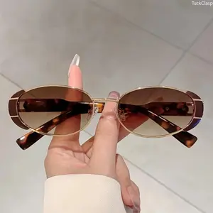 Retro Full-Frame Oval Sunglasses for Women, Oversized Gradient Lens Eyewear with Lightweight Plastic Frame, Trendy Cat-Eye Aviator Style with Gold Metal Accents, Vintage Tortoiseshell Design for Streetwear, Outdoor, and Daily Fashion Look