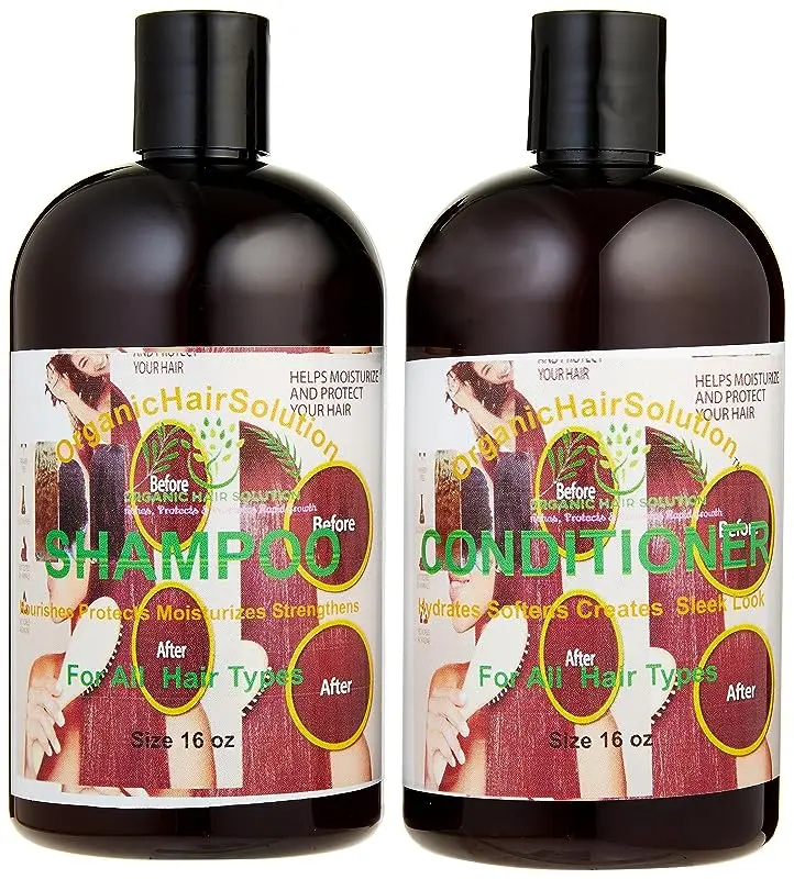 Click image to open expanded view Organic Hair Solution Conditioner & Shampoo Set -With Aloe vera-Vitamin E- Rose Hips-Hemp-Castor Oil-Tea Tree- Argan- Macadamia- Coconut & Jojoba Extract- Fights Dandruff and Dry Scalp (16 oz)