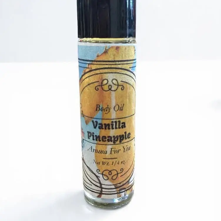 Vanilla Pineapple Body Oil for Skin Fragrance 10 Roll-On Bottle with Black Cap Moisturizing & Aromatic Experience Scent Scented Body Oils Daily