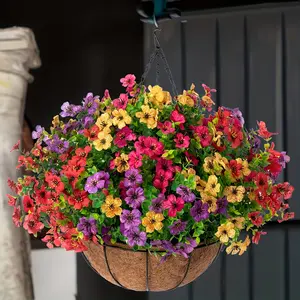 Artificial Flowers 6/12Pcs Set, UV Resistant Fake Flowers, Colorful Faux Bouquet for Home Garden Party Wedding Decor