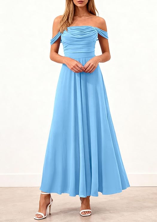 PrettyGarden Womens Off Shoulder Maxi Summer Dresses Elegant Mesh Aline Swing Ruched Flowy Cocktail Wedding Guest Dress PrettyGarden Womens Off Shoulder Maxi Summer Dresses Elegant Mesh Aline Swing Ruched Flowy Cocktail Wedding Guest Dress