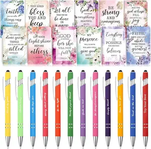 24 Pcs Bulk Christian Notebooks Pens Set with Bible Verse Notepads and Ballpoint Pen for Church Women Men Nurse Teacher