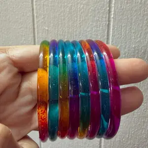 Jelly Bangles - 8 Pc Set. Clear, Transparent Jelly Bangles, Indian Glass Bangles - Bangles for Women. Perfect for any Occassion
