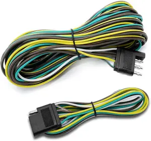 Trailer Wiring Harness Kit, 25ft Trailer Wire with 4 Flat Extension Connector, 4 Pin Flat Wishbond Wiring Light Kit for Utility Boat