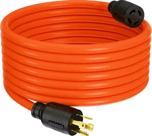 25ft Duty RV Lockable Power Extension Cord 30 Amp,Heavy Duty NEMA L14-30P to L14-30R,10 Gauge 3 Wire STW Pure Copper Wire with Handle