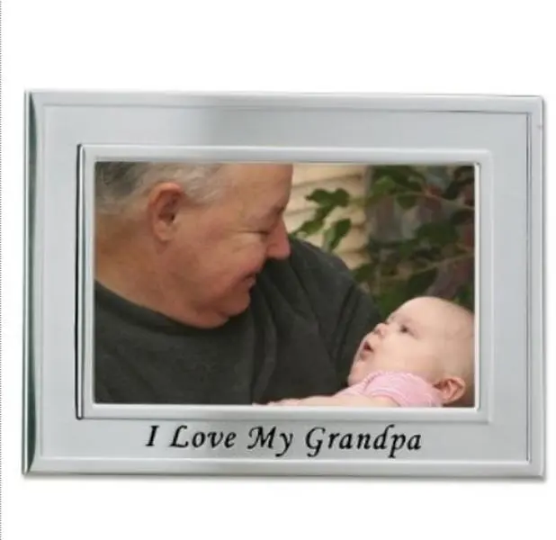 212 MAIN Brushed Metal Embossed "I Love My Grandpa" 4x6 Photo Picture Frame - Sentiments Collection, Baby & Maternity Decor, Horizontal Table Top Display, Wall-Mountable, Exceptional Workmanship, Picture Frames, Framed Decor