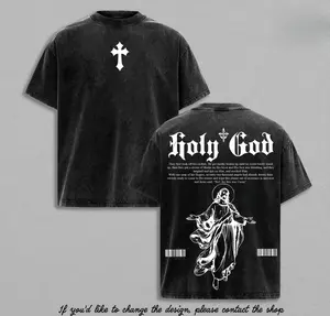 Holy God Vintage Washed Oversized T-Shirt Hoodie Tank Top Sweatshirt | Cross Graphic Christian Religious Streetwear | Bible Verse Faith Jesus Apparel Gym Pump Cover Christmas Outfit