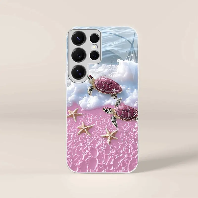 Cute tropical summer vacation phone case, clear coastal island ocean bumper for Galaxy S25 Ultra — 975