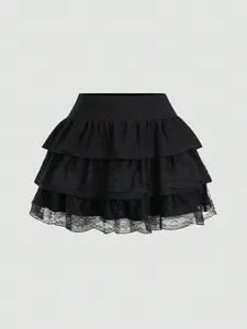 Women's Lace Trim Half Skirt, Elegant Fitted Short Dress for Daily Wear, Chic Design Perfect for Any Occasion, Comfortable & Stylish
