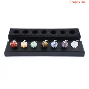7-Piece Non-Natural Crystal Pumpkin Carving Statue Set (Jewelry Accessories & Derivatives) – Unique Design Natural Crystal Set with Craft Ornament for Indoor Decoration, Crystal Carvings
