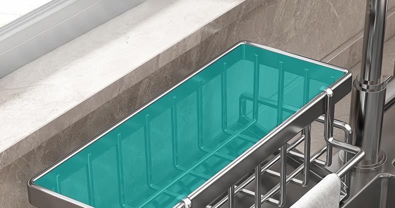 Kitchen sink draining rack, automatic drainage plastic storage rack, sink shelf, sponge and soap rack, towel rack