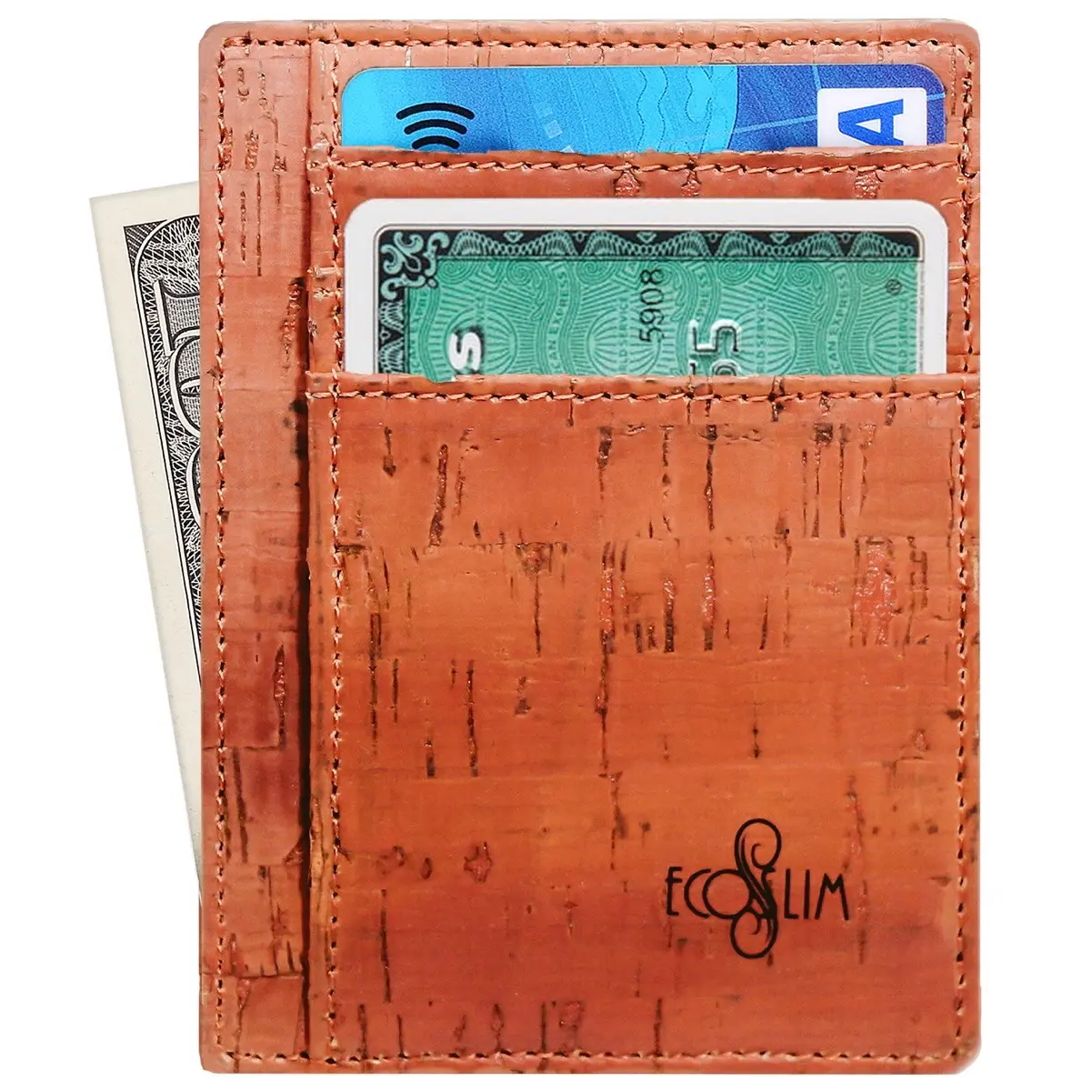 ECO SLIM Wallet Minimalist Wallet Front Pocket RFID Card Holder Wallet Vegan Cork Wallet