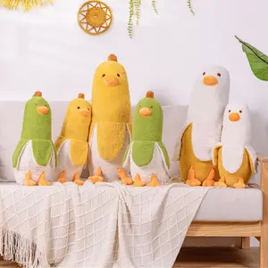 Cute Banana Duck Plush Toy Creative Funny Duck Doll Soft Stuffed Animal Pillow Kawaii Banana Duck Plushies Vacuum Pack Gift for Friends