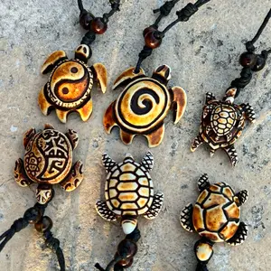 Adjustable Sea Turtle Tribal Resin Necklace