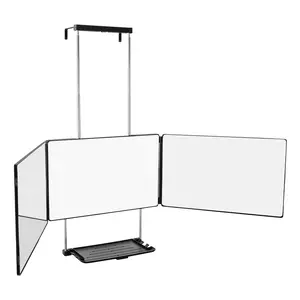 No LED 3 Way Mirror with Storage Shelf, Trifold Self Haircut 360° Barber Mirror, Adjustable Hooks for Makeup, Styling, Shaving, Braiding, Dye Hair