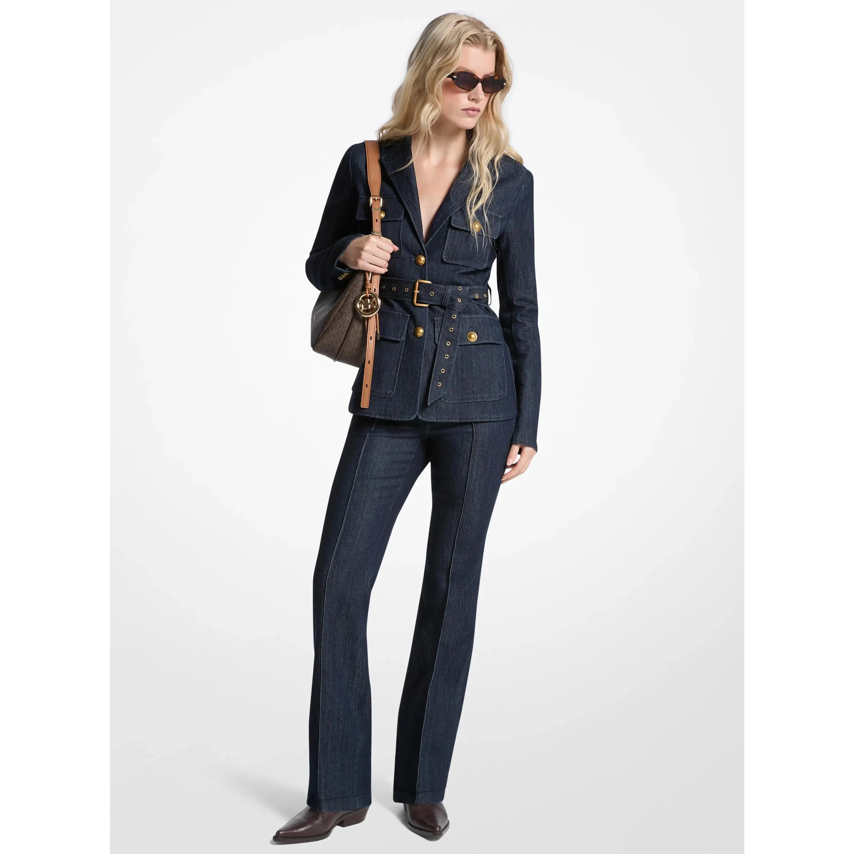 Belted Denim Blazer