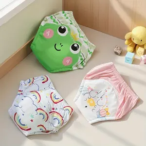 3pcs Baby Diaper Training Pants, Cute Print Absorbent Cloth Nappies, Reusable Washable Potty Training Pants, Easy Replacement, Must-Have Infant Essentials