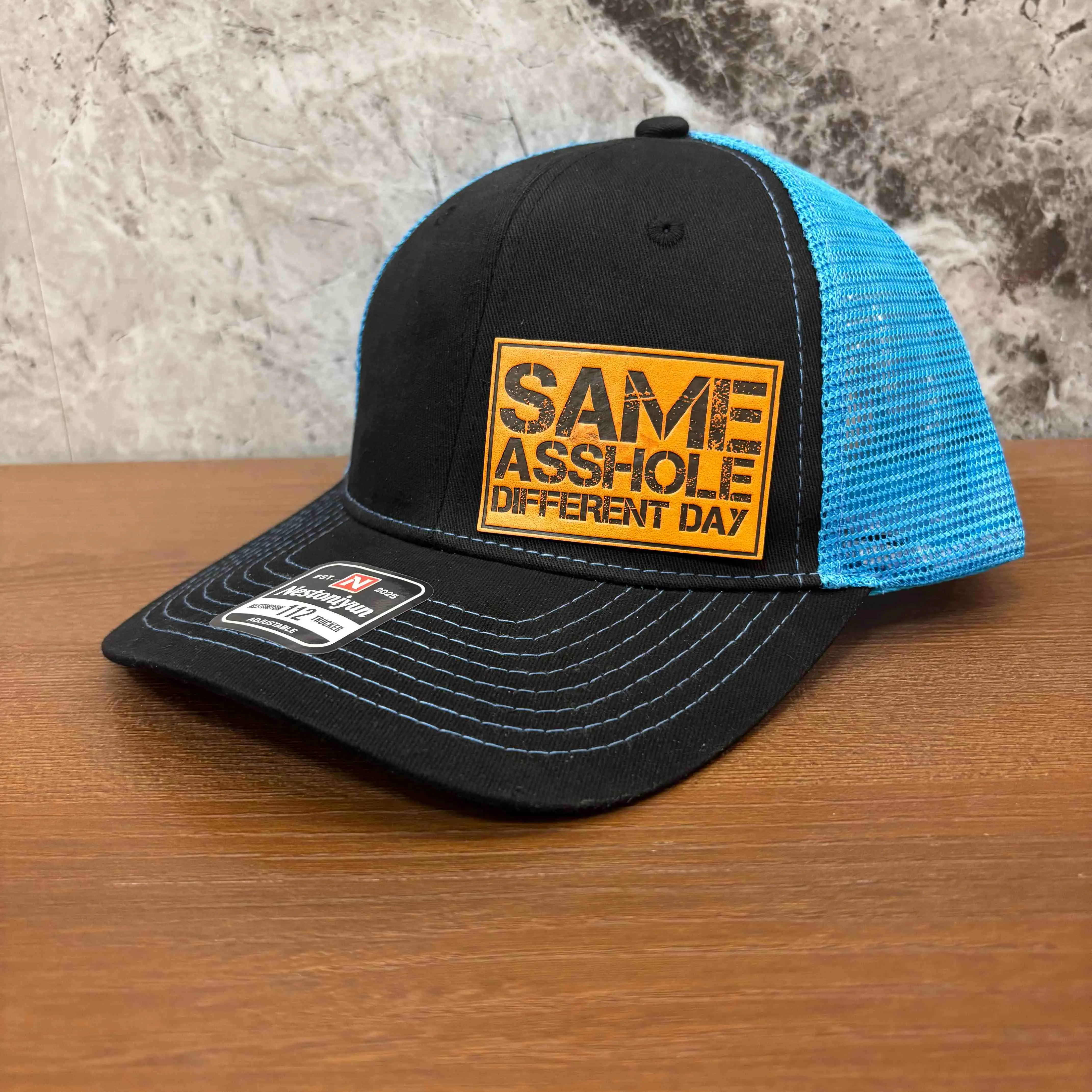 Unisex Bold Slogan "Same A Different Day" Breathable Cotton Mesh Trucker Hat - Adjustable Snapback Cap, 2-Tone Block Crew Streetwear Hat, 13 Color Combos (Orange and Black, Black/Grey), Ideal for Work & Travel