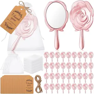 Suzile 36 Set Vintage Handheld Mirror Mini Rose Compact Mirror Quinceanera Party Favors Gift for Guests Princess Party Supplies with Thank You Tags for Wedding Bachelorette Souvenir Gift