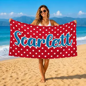 Personalized Polka Dot Beach beach towel, Custom Name and Color beach towel for Women Men Kids, Summer Pool beach towel for Beach Travel Vacation