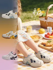 Vintage Colorblock Mesh Velcro Toddler Walking Sneakers - Functional Sporty Style, Breathable Mesh +Scientific Flex + Non-Slip Rubber Sole + Easy Velcro Closure + Anti-Collision Toe, 2-6Y Toddlers for Spring & Summer Walking & Outdoo