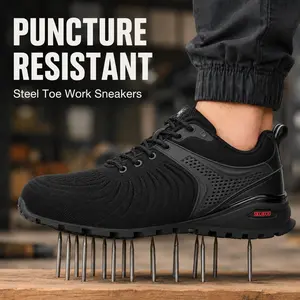 SKOKOD Men's Steel Toe Work Safety Shoes - Composite Toe, Puncture-Proof, Lightweight, Breathable, Nonslip, Durable, Comfortable Casual Walking Shoes for Workers, Outdoor Nonslip Work Footwear, Nonslip Work Shoes