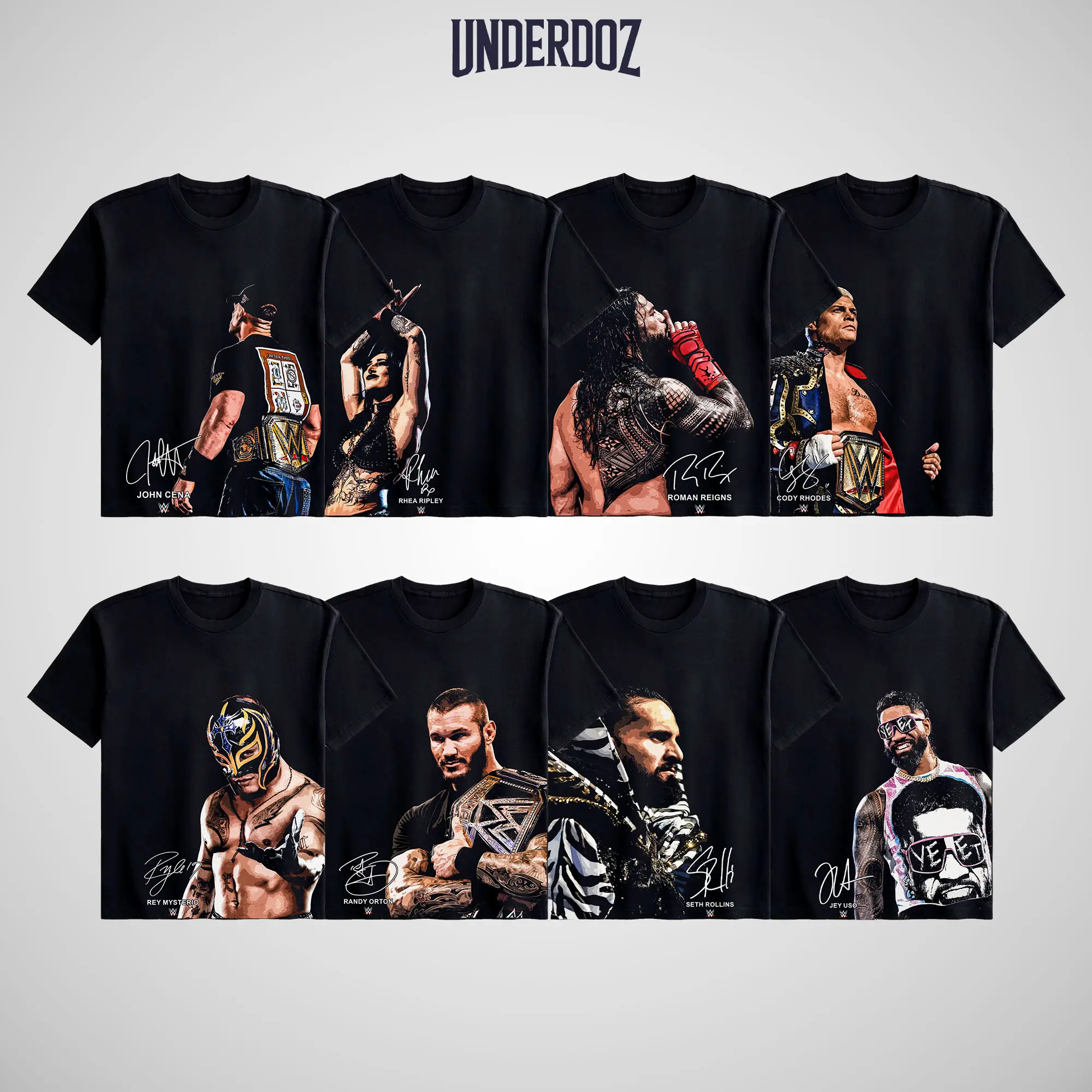 WWE Men's Superstars Wrestling Collection T-Shirt, Short-Sleeve 100% Cotton Tee for Wrestling Fans, Gifts For Him, Mens Gifts, Round Neck, Vintage Shirts