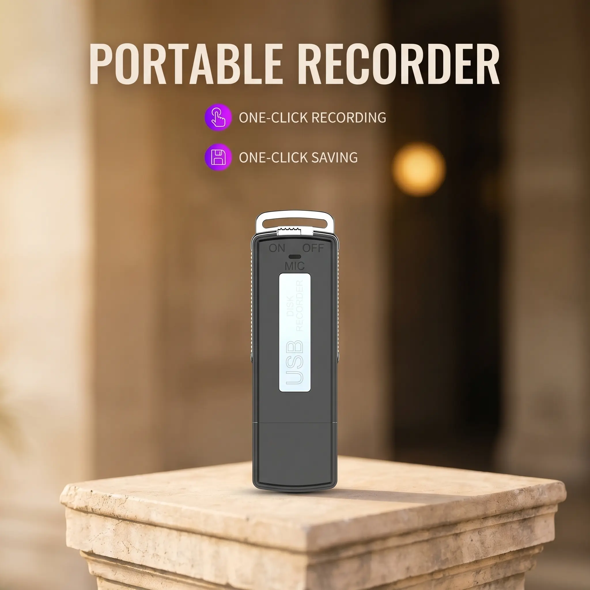 Professional recorder, portable recorder, USB flash drive recorder, one-click recording and one-click saving, multi-functional recorder