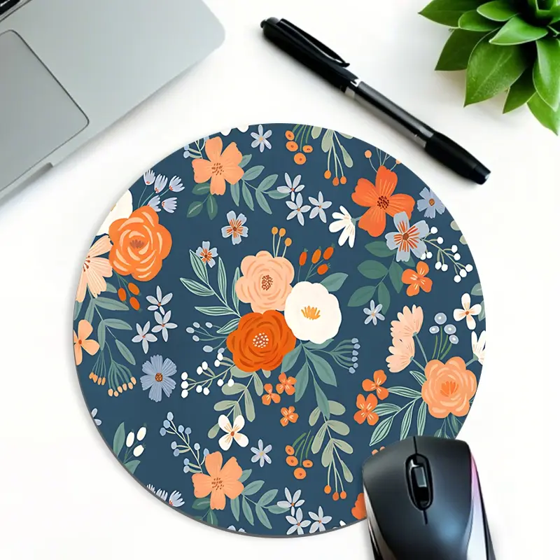 Bouquet Mouse Pad Natural Botanical Small Round Mouse Pads Vintage Style Gaming Mousepad Desk Pad Non-Slip Rubber Base for Office Work and Home Desktop Decor An Ideal Gift for Friends Men and Women