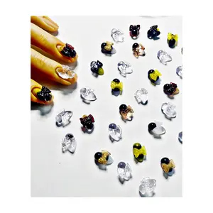 3D Mini Bee with Bow Nail Art Charm - Assorted Acrylic Nail Gems for DIY Crafts, Jewelry Making & Accessories
