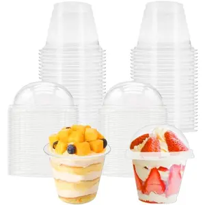 50 count 6 oz Clear Plastic Cups with Dome Lids,Transparent Parfait Cup,Disposable Dessert Cups for Fruit,Ice Cream,Cupcake,Iced Cold Drinks