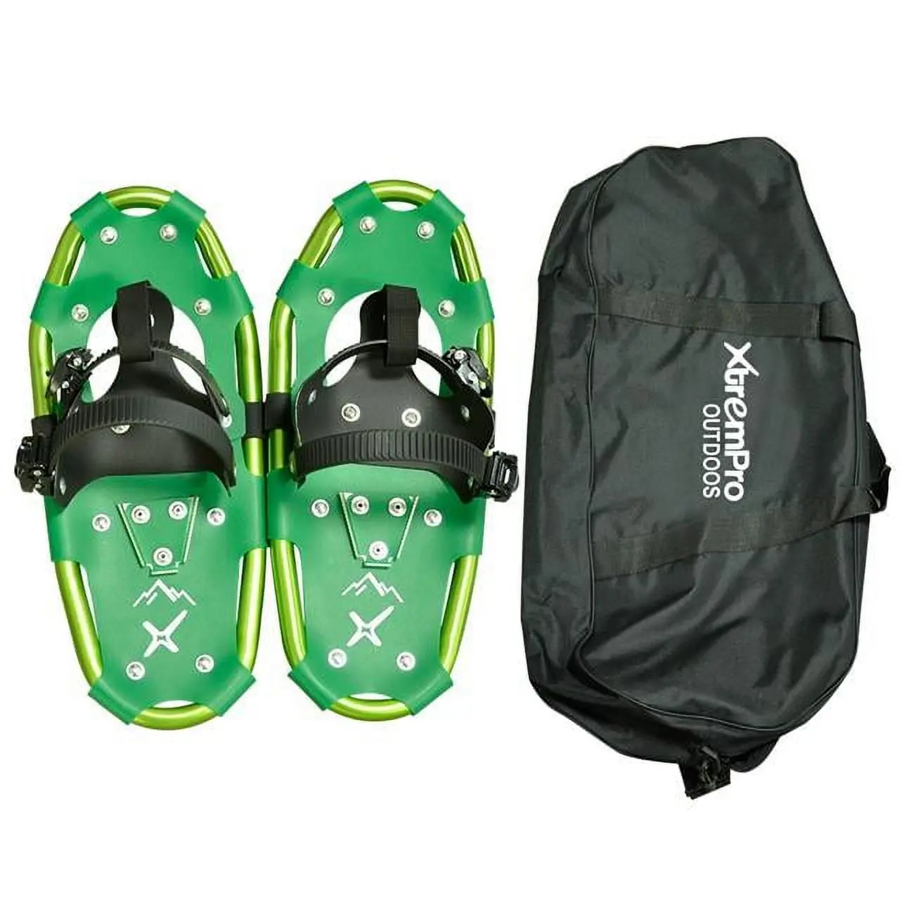 212 MAIN Aluminum Alloy Snowshoes - 17 in., Lightweight, Ergonomic, 13-Point Crampons, Green, Matching Backpack Included (Winter Sports Skiing Trail-Ready Gear)